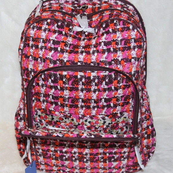 NWT Vera Bradley LARGE Campus Backpack College School Travel Bag Tweed - Picture 2 of 6